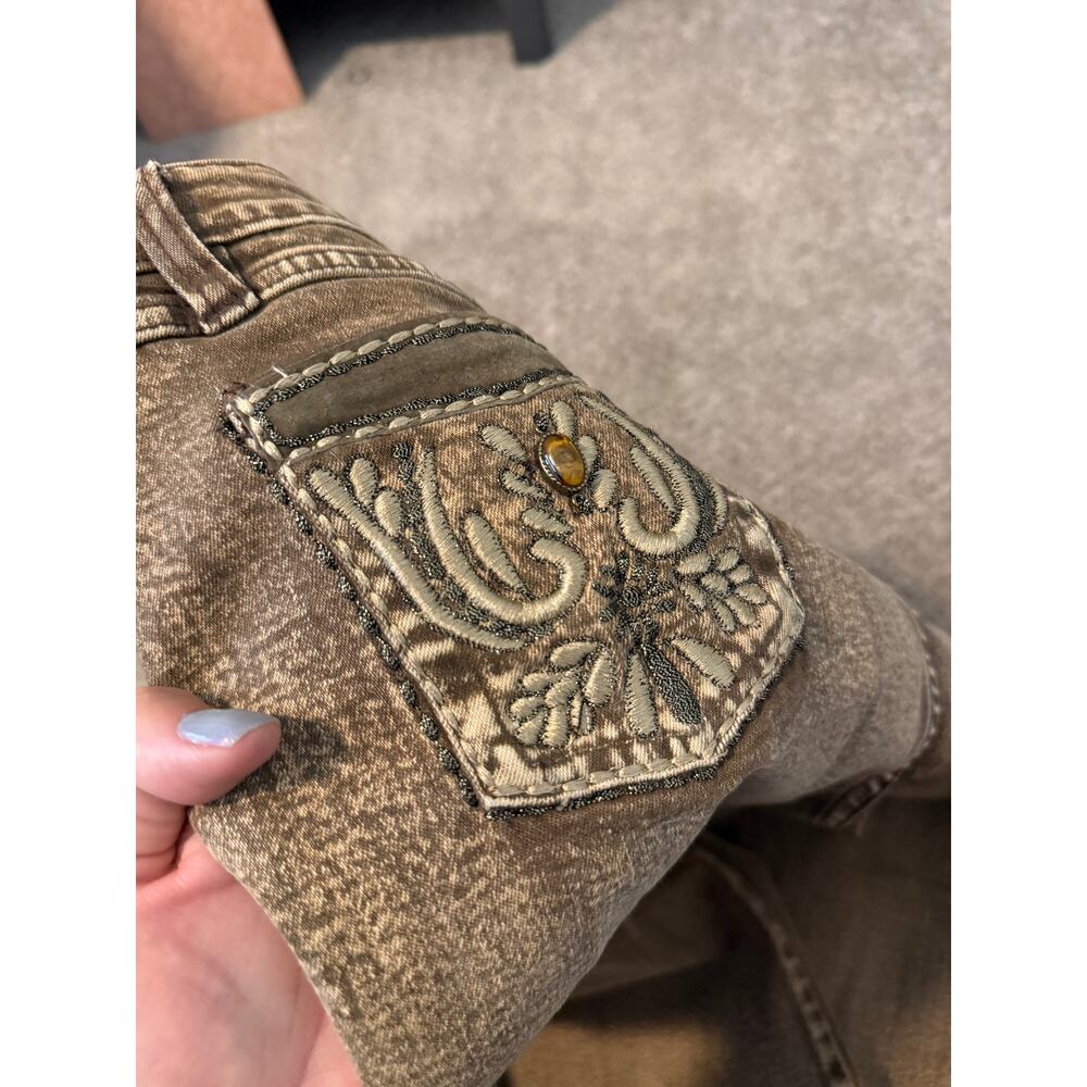 BrazilRoxx Women’s Sz 10 Brown Wash Bootcut Jeans Suede Embroidered Y2K Style - Picture 6 of 12